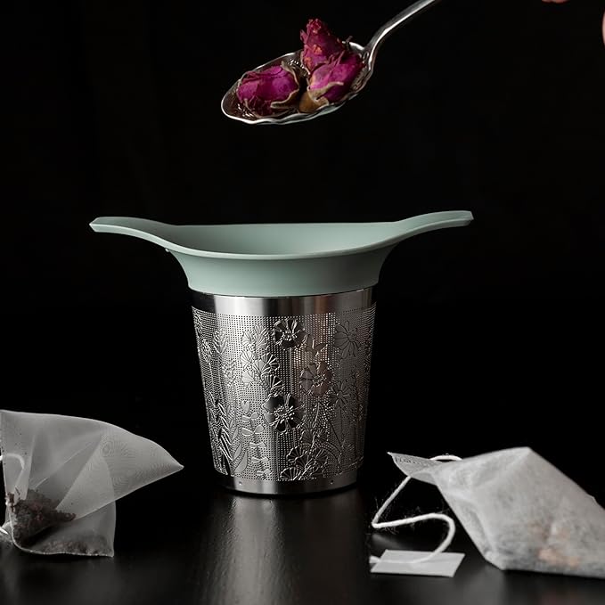 Tea Basket For Loose Tea Loose Leaf Tea Steeper For Loose Leaf Tea Stainless Tea Infuser Fine Mesh Tea Infuser Tea Filter Strainer Tea Diffusers For Loose Tea Brewer (Tangerine)