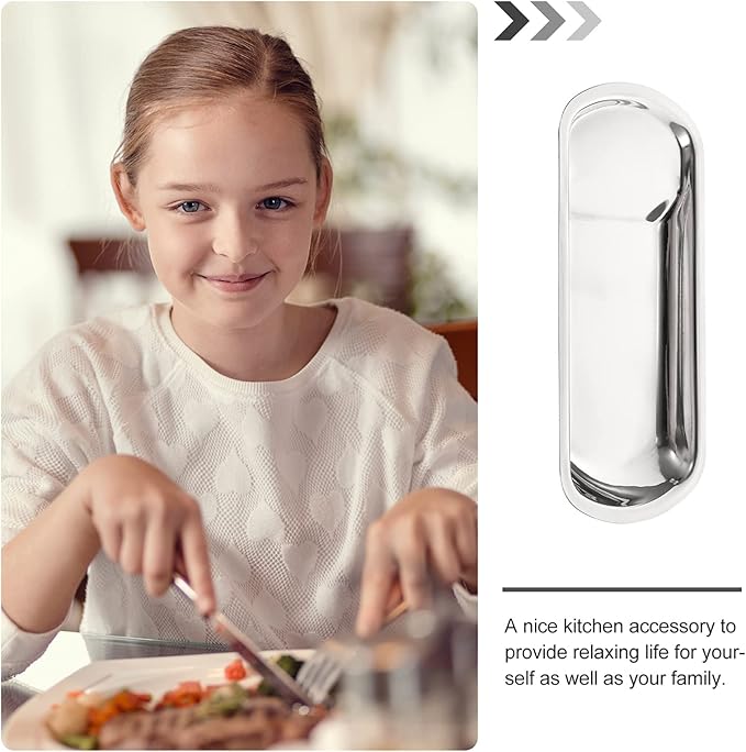 Cabilock 1pc Stainless Steel Serving Tray for Kitchen Multi-functional Spoon Ladle Holder and Lightweight Tableware for Catering Buffets and Family Reunions