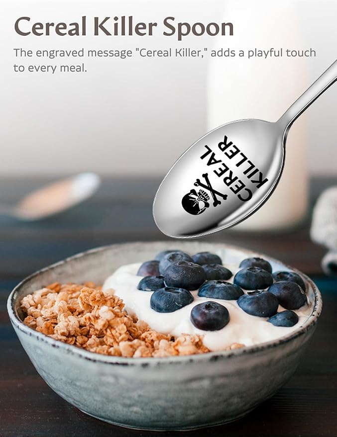 Funny Gifts Cereal Killer Spoon, Mens Gifts for Him, Dad, Boyfriend, Husband, Grandpa, Son, Teen Boy - Personalized Gifts for Christmas, Valentines Day, Easter Basket Stuffers, Birthday, Fathers Day