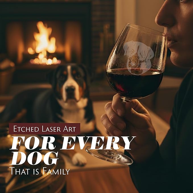 Etched Laser Art Greater Swiss Mountain (Alternate) Personalized Dog Themed Etched 12.75oz Wine Glass Custom Dog Breed Wine Glasses for Pet Lovers, Personalized Birthday Gift for Men & Women