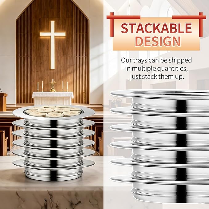 Bread Silver Premium Communion Trays for Churches, Stainless Steel Communion Set, Church Communion Bread and Serving Supplies