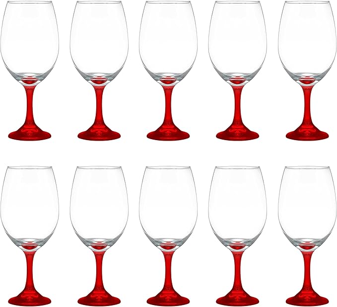 DISCOUNT PROMOS Rioja Grand Wine Glasses 20.75 oz. Set of 10, Bulk Pack - Perfect for Hotel, Bar, Restaurant or Lounge - Red