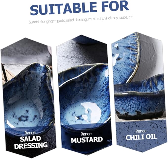 Happyyami Nordic Blue-eating Owl Ceramic Sauce Bowl Multi-function Dipping Plate for Household Kitchen