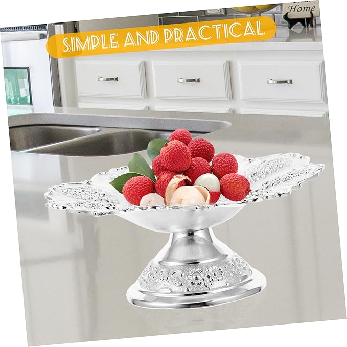 Mikinona European Style Luxury Metal Fruit Serving Tray Decorative Dish for Fruits Snacks and Nuts Compact Design for Home Parties and Gatherings