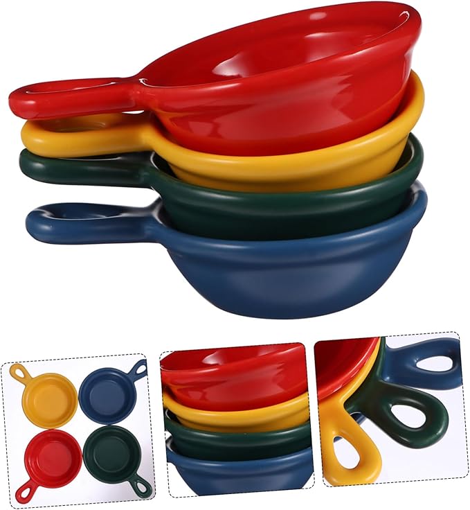 4pcs Dessert Tray Japanese Style Ceramic Plates Lids for Condiments Snacks