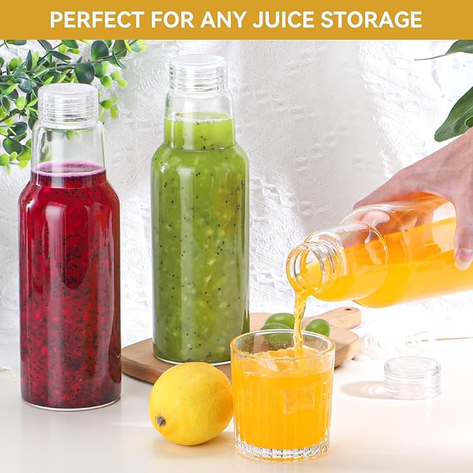 CWHHRN 34 Oz Glass Juice Bottles with Lids, Glass Bottles, BPA Free, Borosilicate Glass for Juicing, Smoothies, Infused Water, Beverage Storage, Shaker Bottles (1 Pack)