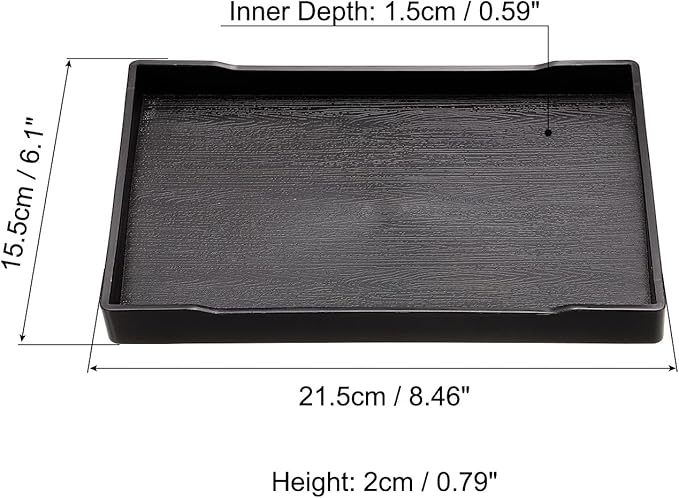 PATIKIL 8x6 Fast Food Tray, Plastic Reusable Recyclable Multi-Purpose Rectangle Serving Tray for Restaurant Home Kitchen, Black