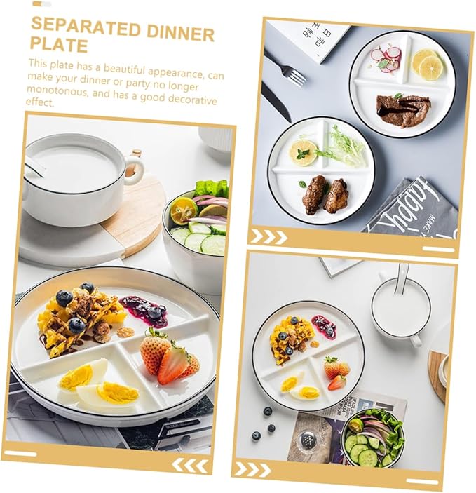 ABOOFAN Ceramic Divided Plate for Adults Stylish Food Tray with Rim Multi Functional Dish for Salads Desserts and Appetizers for Home Parties and Picnics