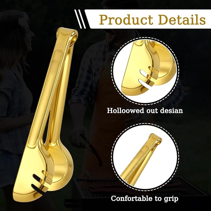 20 Pcs Gold Serving Utensils, Stainless Steel Serving Utensil Set Included Spoons Forks Tongs Slotted Spoon Ladle Cake Server for Kitchen Catering Banquet Wedding Buffet Party