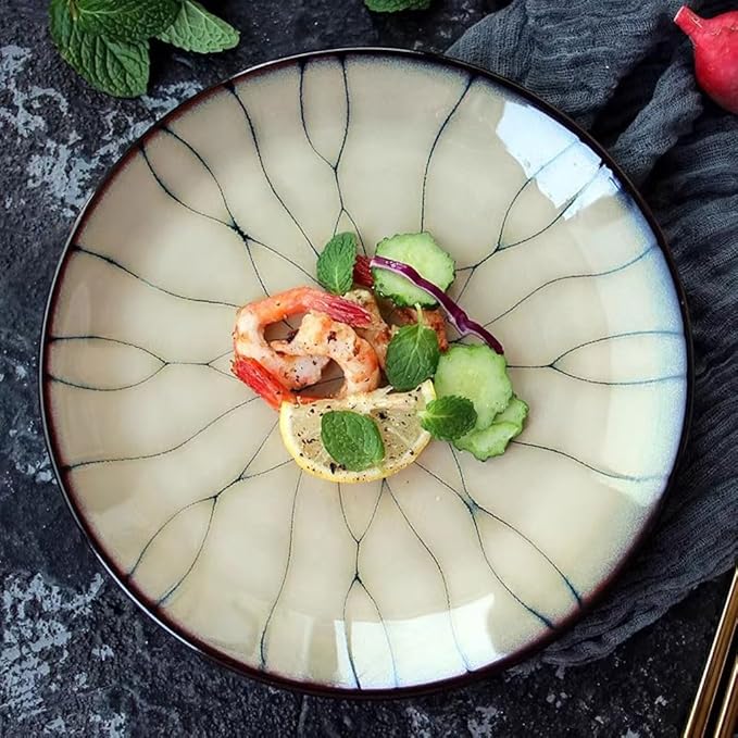 Plates Creative Simple Ceramic Dinner Plate Home Salad Plate Round Breakfast Plate Flat Plate Steak Plate Dinner Plates