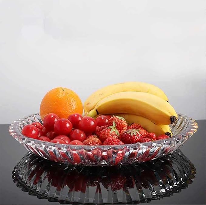 Glass Fruit Bowl or Decorative Bowl, used for Kitchen counter or living room center table decoration, Centerpiece Bowl (14.1in)