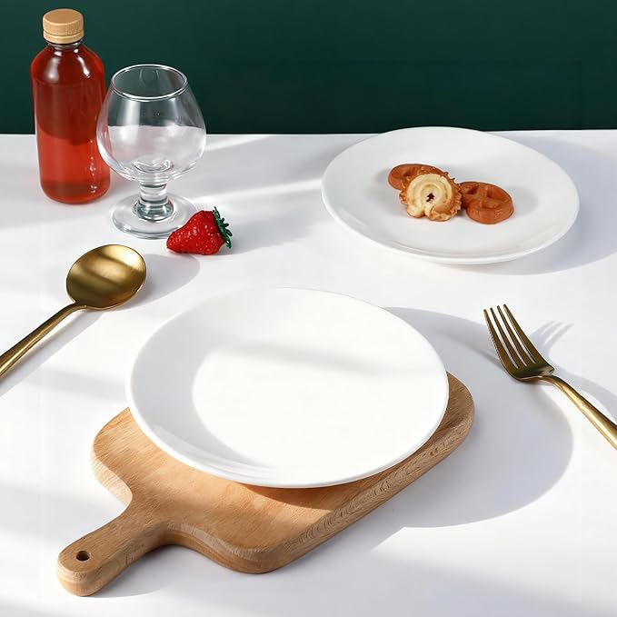 3 PCS Ceramic Appetizer Plates, 6 Inch White Porcelain Dessert Plates, Small Round Serving Dishes for Snack, Salad, Cake, Microwave Oven Dishwasher Safe