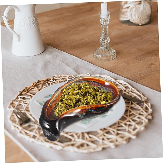 PRETYZOOM Multifunctional Ceramic Plate Dinner Plate Oyster Design Easy Cleaning for Bbq