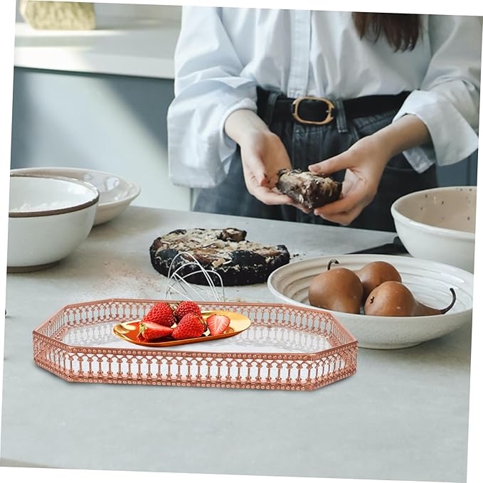 Garneck Elegant Serving Tray Edges Platter for Fruits Snacks Desserts and Beverages for Home Decor and Entertaining Guests