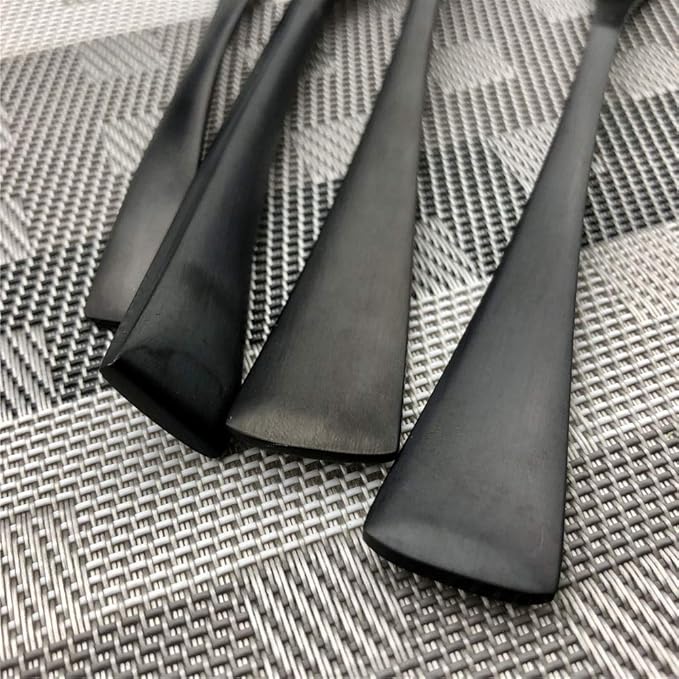 Matte Finish Black 18/10 Stainless Steel, Single Serving Stain Polishing Flatware Silverware cutlery utensils Set, Service for 6, Dessert Fork