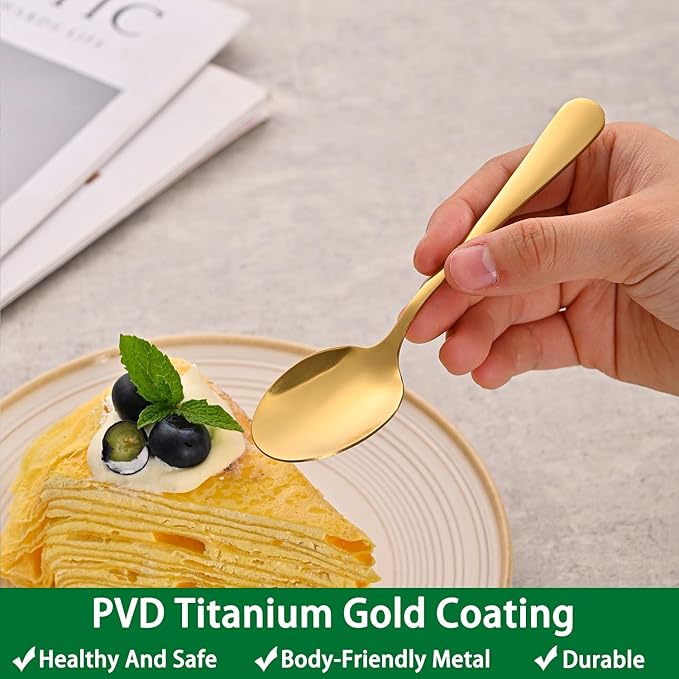 4.7 Inches Coffee Spoon,8-Piece Cute Gold Espresso Spoons,Mini Coffee Spoon,Mirror Polishing Stainless Steel Teaspoon,Tea Spoons For Home Cafe