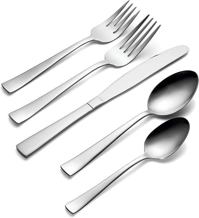 Oneida Avery 90 Piece Casual Flatware Set, 18/0 Stainless, Service for 12,Silver