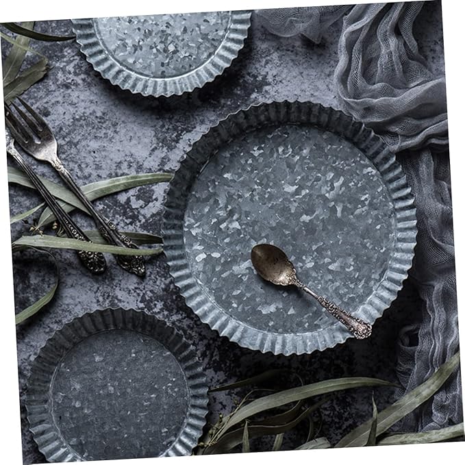 Galvanized Metal Serving Tray Rustic Farmhouse Decor Large Vintage Iron Plate for Food Fruit Appetizers Decorative Table Centerpiece for Home Office Weddings Parties