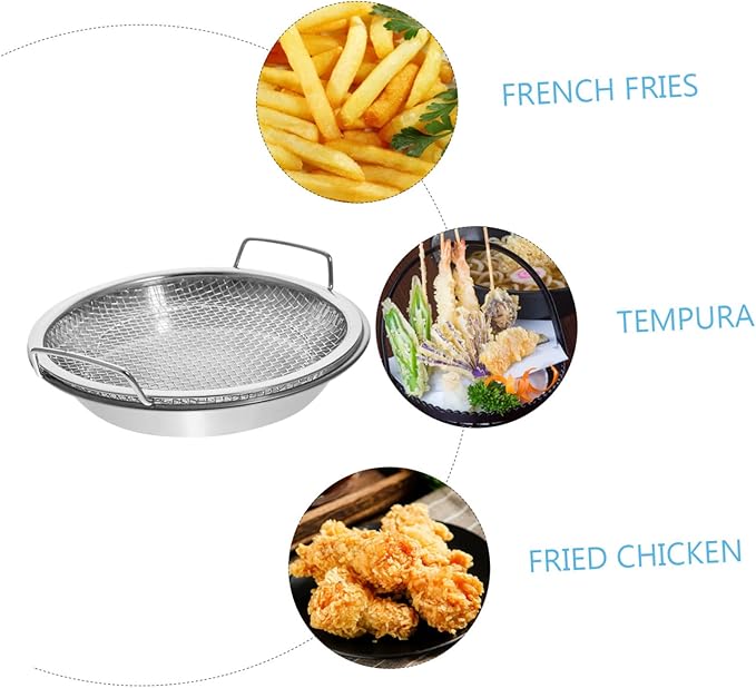 1 Set Mesh Drain Pan Barbeque Grill Plate Vegetable Drainer Fried Food Draining Rack Barbecue Grill Tray Smokeless Roasting Pan Roasting Tray Fruit Stainless Steel Egg Steamer