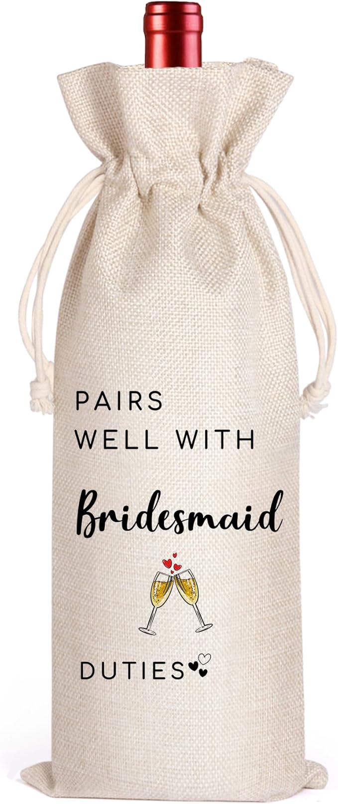 LANBAIHE Pairs well with Bridesmaid Duties, Bridesmaid Proposal Wine Bag, Bridal Party Gifts Wine Bag, Wedding Gift for Bridal Shower, Engagement, Party Decorations