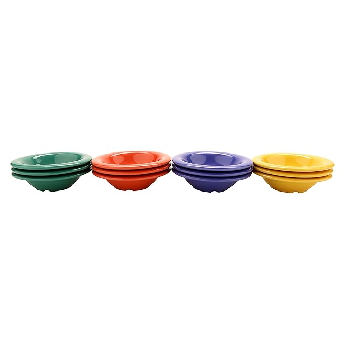 GET B-86-MIX Melamine Narrow Rim Fruit/Dessert Bowl, 8 Ounce, Assorted Colors (Set of 12)