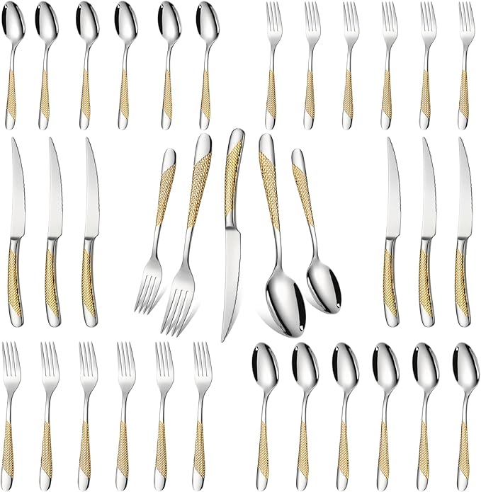 Silverware Set of 30 Stainless Steel Flatware Set Service for 6 Includes Knives Spoons Forks Kitchen Utensil Cutlery Sets For Home Kitchen Hotel