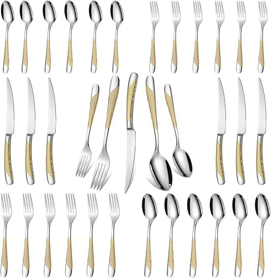 Silverware Set of 30 Stainless Steel Flatware Set Service for 6 Includes Knives Spoons Forks Kitchen Utensil Cutlery Sets For Home Kitchen Hotel
