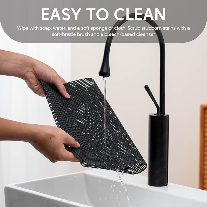 Placemats Set of 4, Heat Resistant Place Mats, Washable PVC Table Mats, Woven Vinyl Plastic Placemats for Dining Table, Non-Slip Stain Resistant Kitchen Table Placemats Easy to Clean?Black?