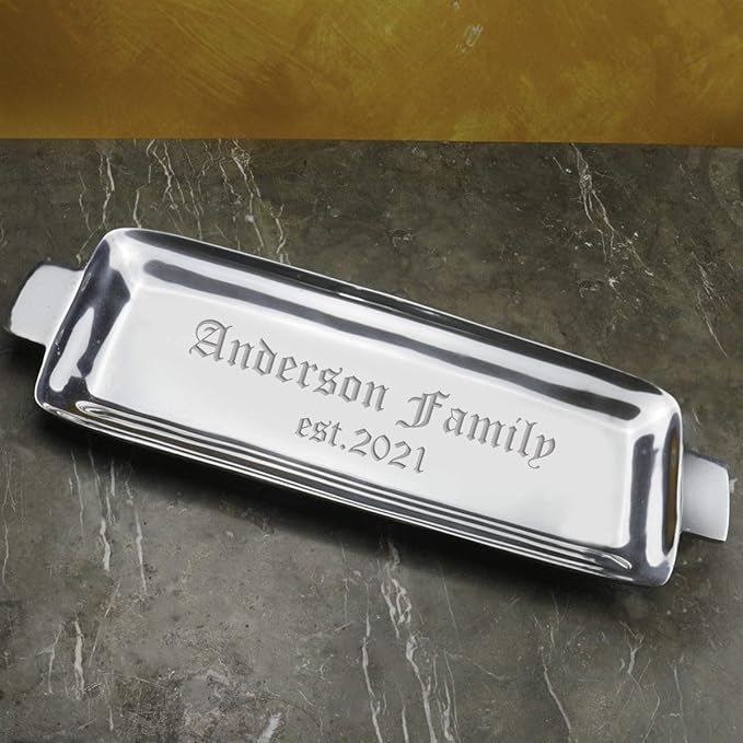 Personalized Infinity Rectangular Serving Tray- Handcrafted, Rectangular Silver Tray, Tray for Whiskey Decanter, Candle Sticks, Vanity Set, Perfume Tray, and Serving Appetizer Serving Plates