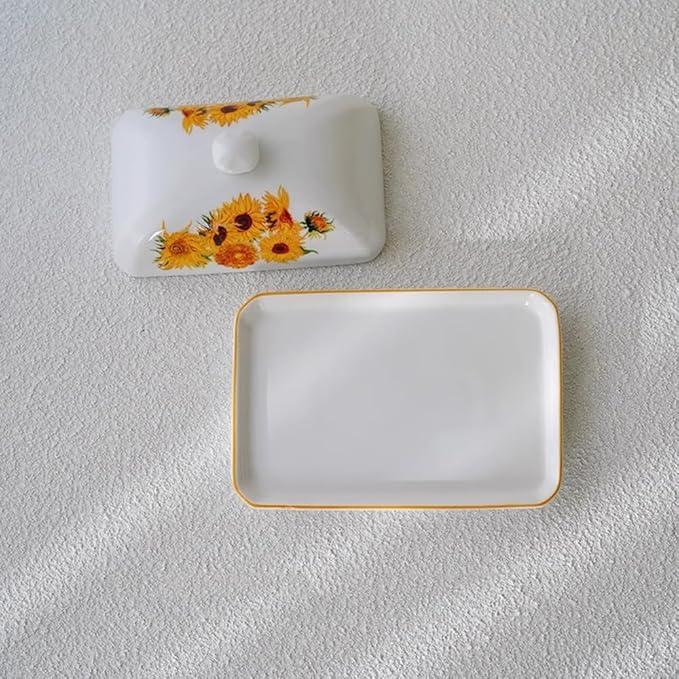 Butter Holder European Style Simple Ceramic Butter Plate Baking Dim Sum Cheese Box Butter Dishes