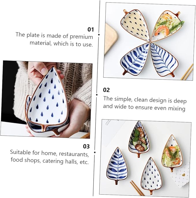 3Pcs Random Style Ceramic Snack Food Plates Versatile Seasoning Dish for Sauces Condiments Appetizers Dips for Storing Chili Powder Sauce Mustard More