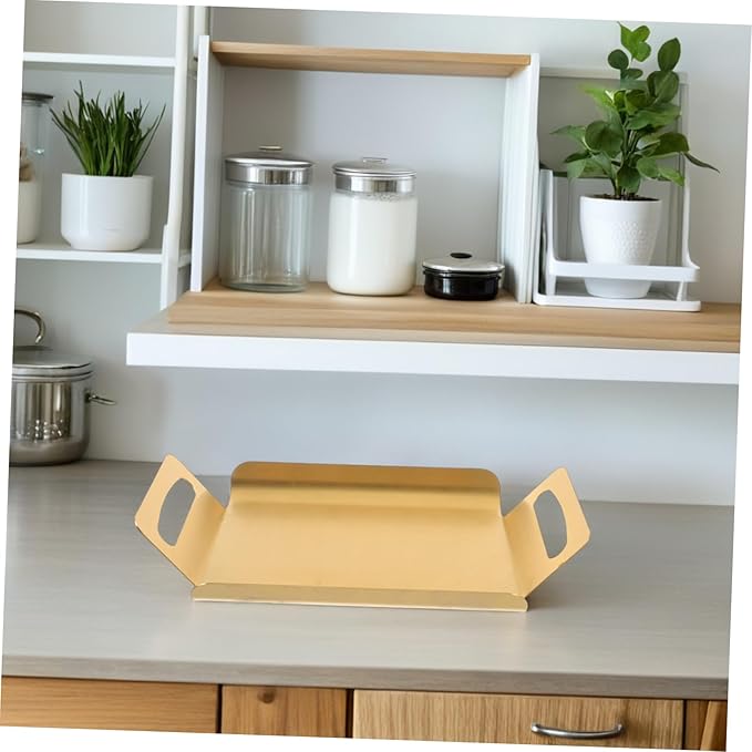 Stainless Steel Serving Platter with Handles Thickened Tray for Desserts Cakes and BBQ Snack Serving Tray for Home Kitchens and Restaurants