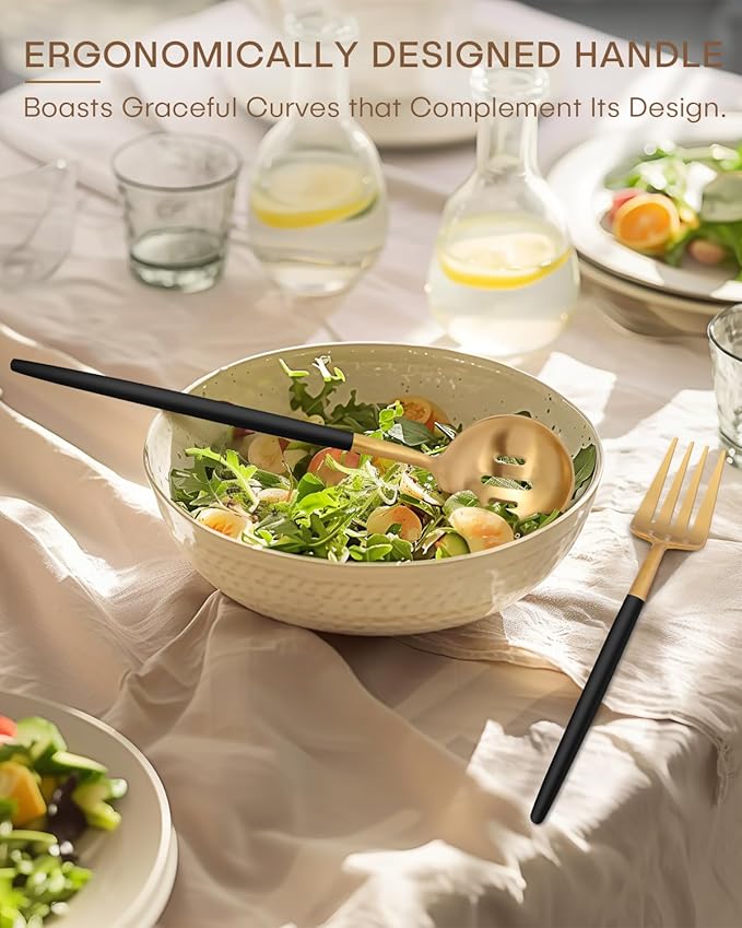 Serving Utensils,Ollex 5PCS Stainless Steel Matte Serving Utensil set include Large Serving Spoon, Slotted, Butter Knife and Sugar Spoon,Heavy Duty Hostess Utensils Serving Set for Parties Banquet