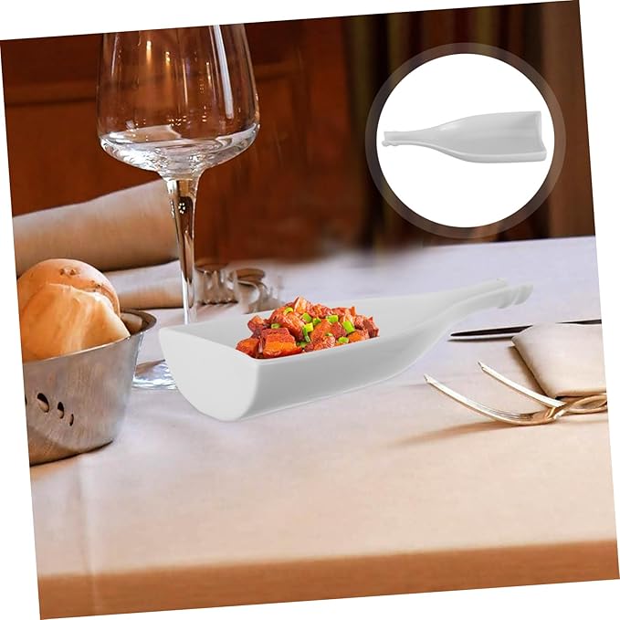 OUNONA Elegant Wine Bottle Shaped Plate Delicate Ceramic Food Dish for Dinner Unique Tableware for Appetizers Cold Dishes Sashimi and Grilled Items for Restaurants and Home