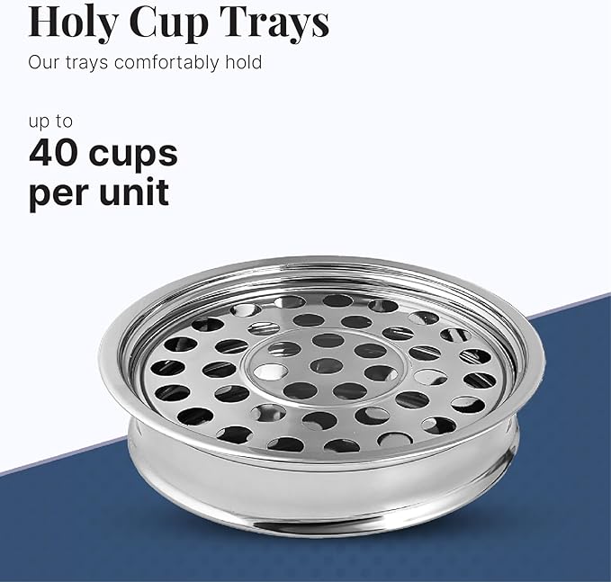 Communion Ware | Stackable Communion Tray with 40 Cups for Churches | Portable Holy Communions Supplies | Ideal for Churches Stainless Steel - Shiny (Silver) Finish