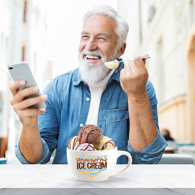 Gifts for Grandpa – Ice Cream Bowl & Scoop Set for Father's Day & Christmas, Xmas Present from Granddaughter & Grandson