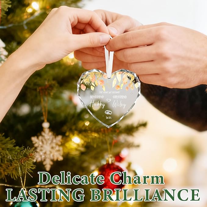 Wedding Gifts for Couples 2025 Personalized Christmas Ornaments Anniversary Valentines Christmas Engagement Gifts for Women Men Bride Just Married Couples Room Wedding Decorations Bridal Shower Gift