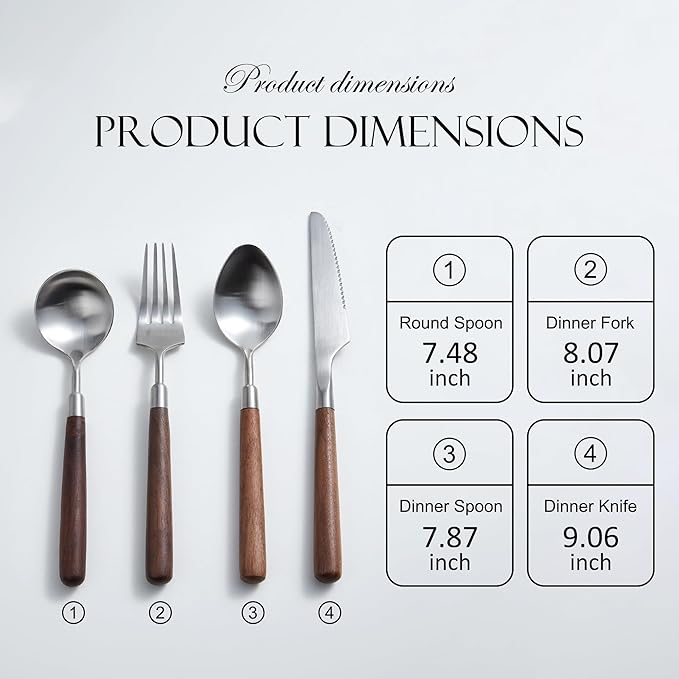 72-piece wooden handle silverware set, utensil set, flatware set, cutlery sets, weddings hotel banquets Wooden Handle home use service for 18 Spoons And Forks Set