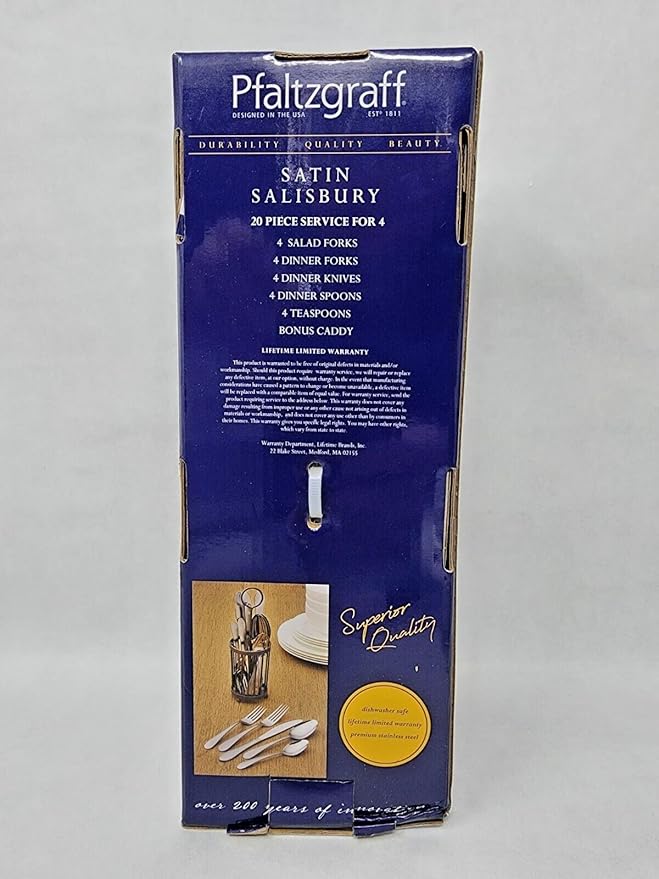 Salisbury Satin 20 Piece Flatware Set with Caddy, Service for 4