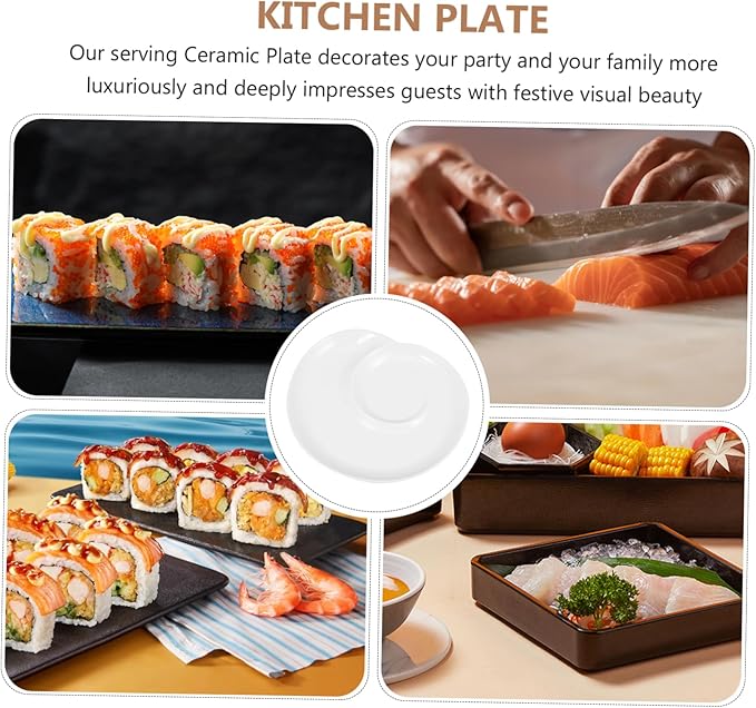 STOBAZA Divided Dumpling Plate Ceramic Snack Serving Tray with Sauce Compartment Unique Shell Design for Appetizers for Parties Banquets and Everyday Use