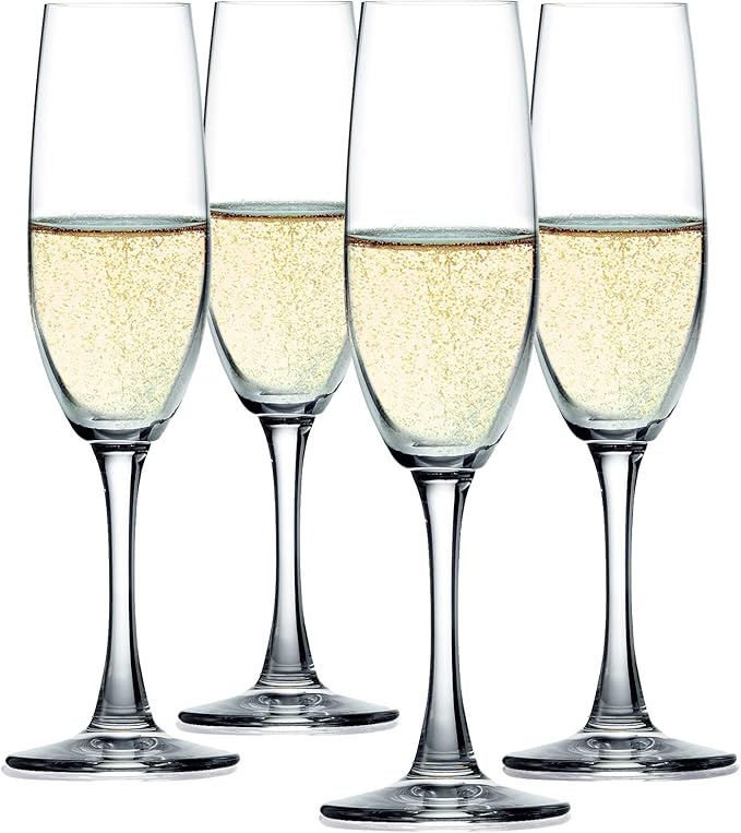 Spiegelau Salute Champagne Flutes, Elegant Crystal Champagne Glasses Gift Set, Perfect for Prosecco, Sparkling Rose, Mocktails, Home Bar Accessories, Housewarming, Wedding Gifts, 7.4 oz, Set of 4