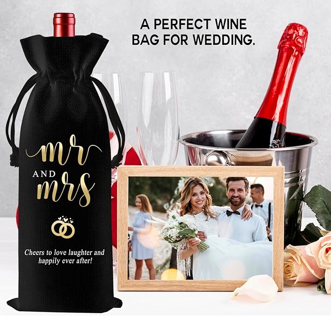 LANBAIHE Mr and Mrs Wine Bag, Wedding Shower Gifts Wine Bag, Bridal Shower Engagement Gifts, Mr and Mrs Wedding Gift Party Decorations