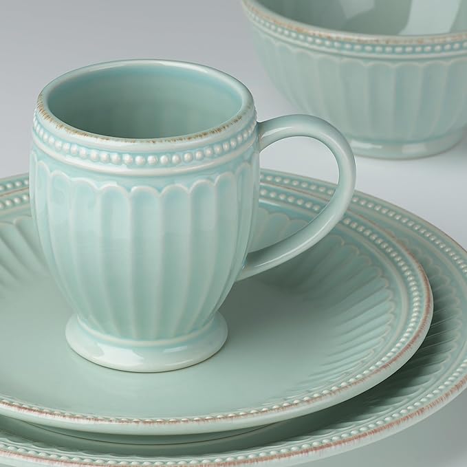 Lenox 856878 French Perle Groove Ice Blue 4Pc Place Set