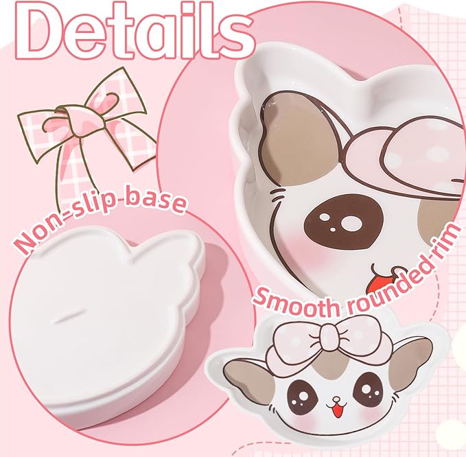 Ceramic Plate Ceramic Dish for Appetizer Snacks Sauce Assorted Color Microwave and Dishwasher Safe (Smile)
