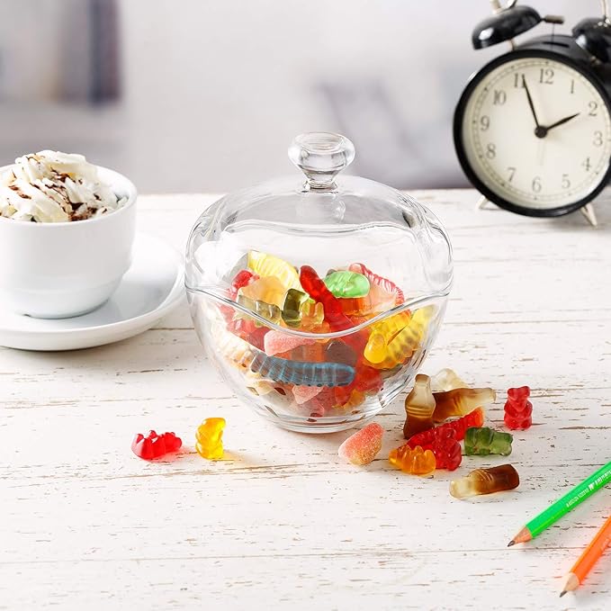 Volarium Glass Candy Jars for Candy Buffet with Lid, Cookie Jar, Apothecary Jar, Food Storage Container, 13 1/2 oz