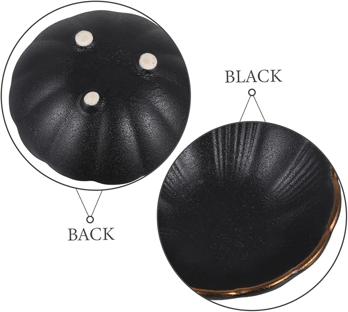 GLEAVI 2 pcs Ceramic Sauce Dish Black Appetizer Plates for Dipping Condiments for Home Restaurants and Catering Elegant Design for Fruits Nuts and Sauces