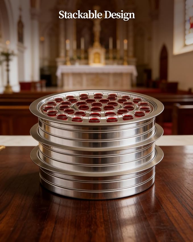 Communion Cup Tray for Churches Stainless Steel Holy Tray for 40 Cups Church Communion Supplies Ware