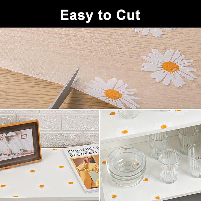 Cooyes Shelf Liner – Premium Non-Adhesive Cabinet & Drawer Liner for Kitchen – Waterproof Shelf Paper with Modern Pattern – Durable EVA Cabinet Mat – Easy to Cut (17.5" W x 197" L)