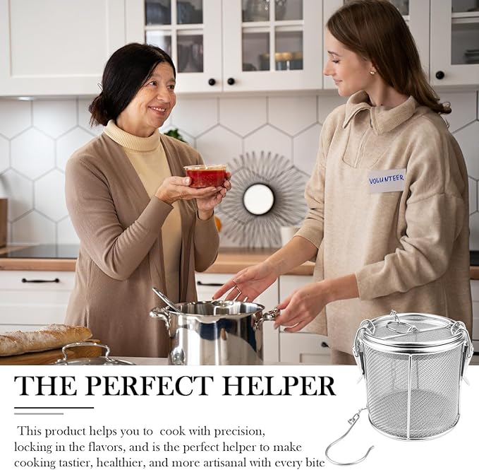 Stainless Steel Mesh Filter, Tea Strainers, Soup Seasoning Separation Basket, Tea and Spice Ball for Cooking Soup (Large)