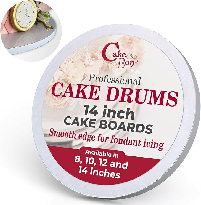 Cakebon Round Cake Boards - Sturdy 1/2 Thick Drums - 14 Inch Professional Smooth Straight Edges White 1-Pack